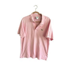 Lacoste Mens Light Pink Pique Short Sleeve Collared Casual Polo Shirt Size 6
